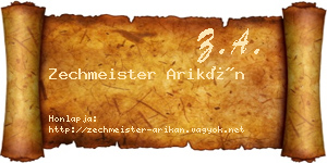 Zechmeister Arikán névjegykártya